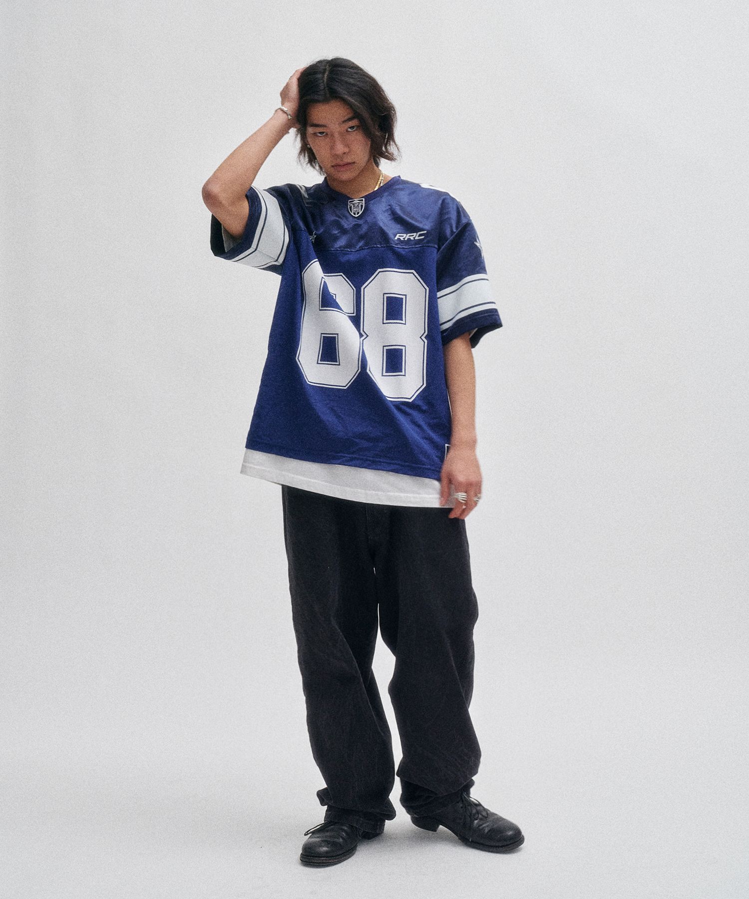MUSINSA | RETRIEVER CLUB 68 FOOTBALL JERSEY [NAVY]