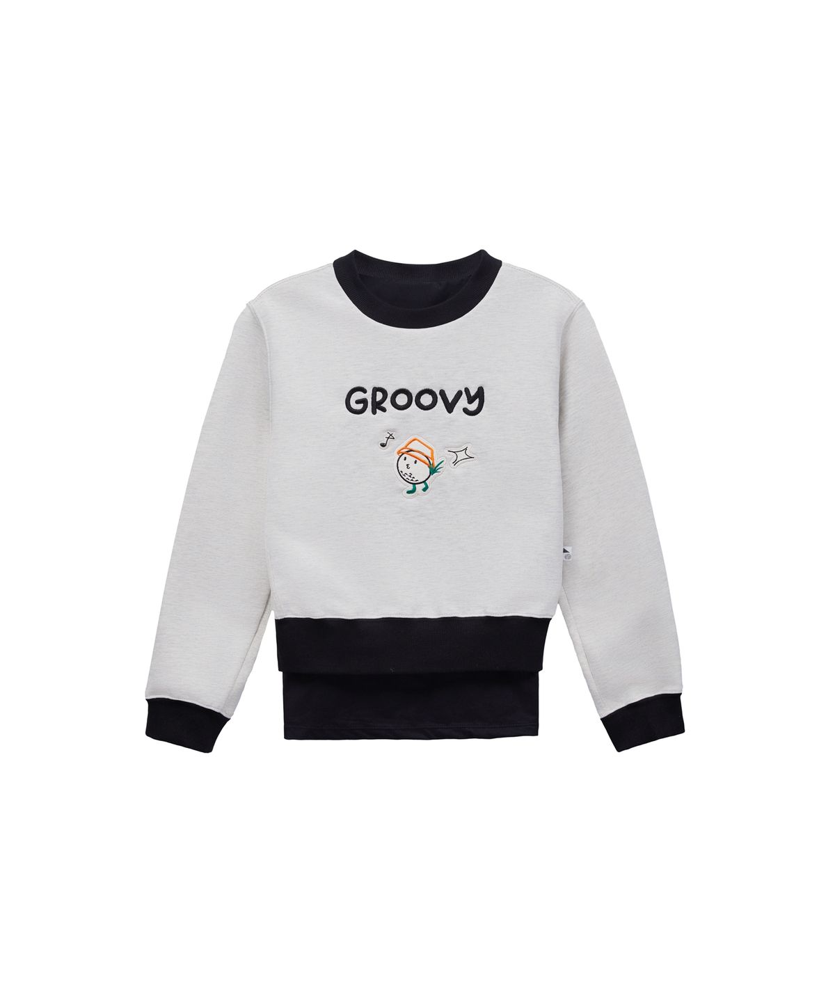 그루비(GROOVY) 소프트웜 이너 자수 크롭 맨투맨
