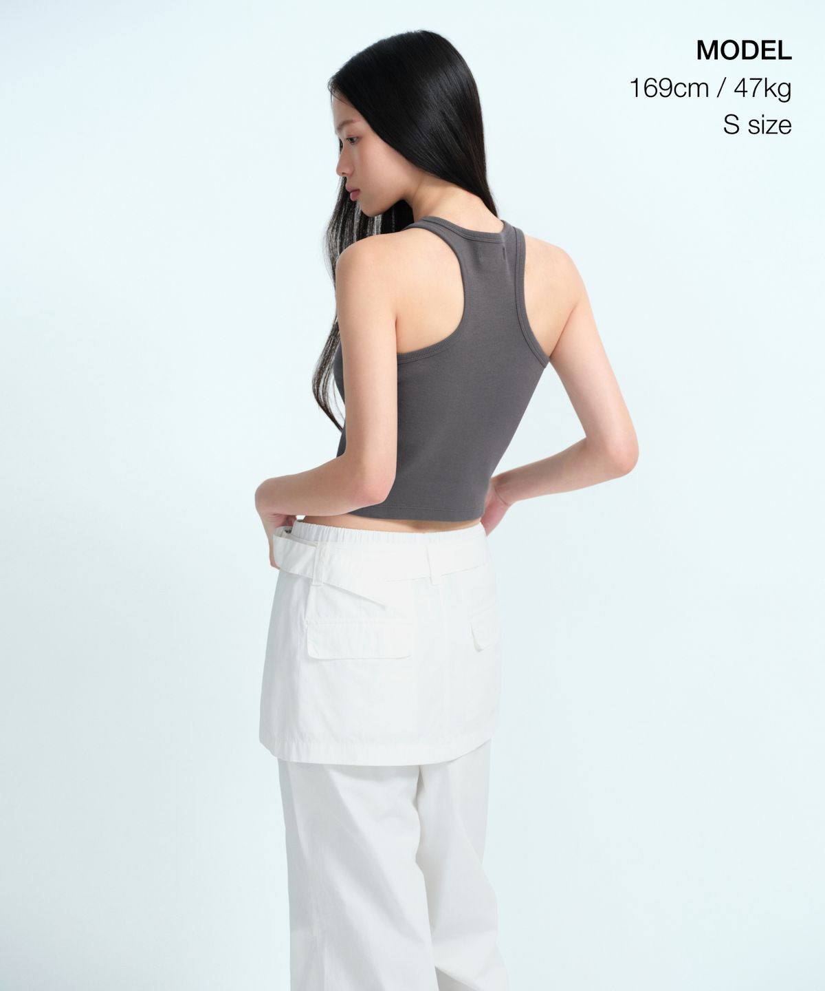 무신사 스탠다드 우먼(MUSINSA STANDARD WOMAN) 우먼즈 레이서 백 크롭 탱크 탑 [건메탈]