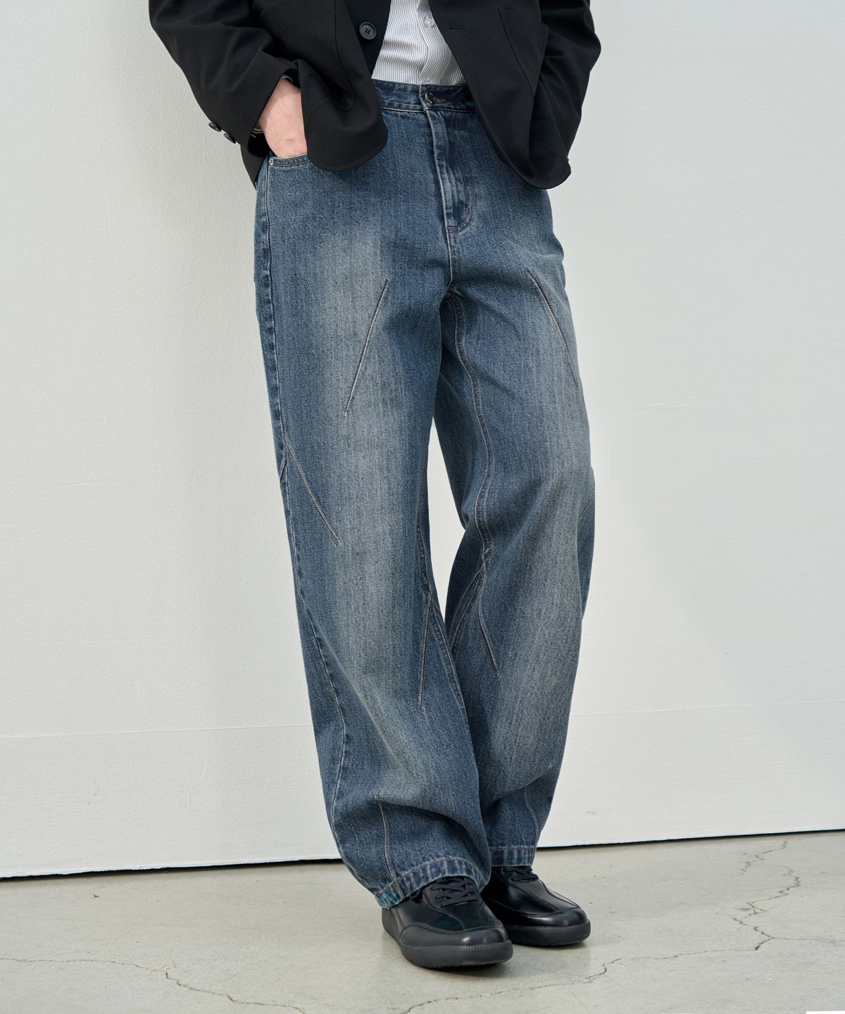 드로우핏(DRAW FIT) 이레규러 라인 데님팬츠 [VINTAGE BLUE]