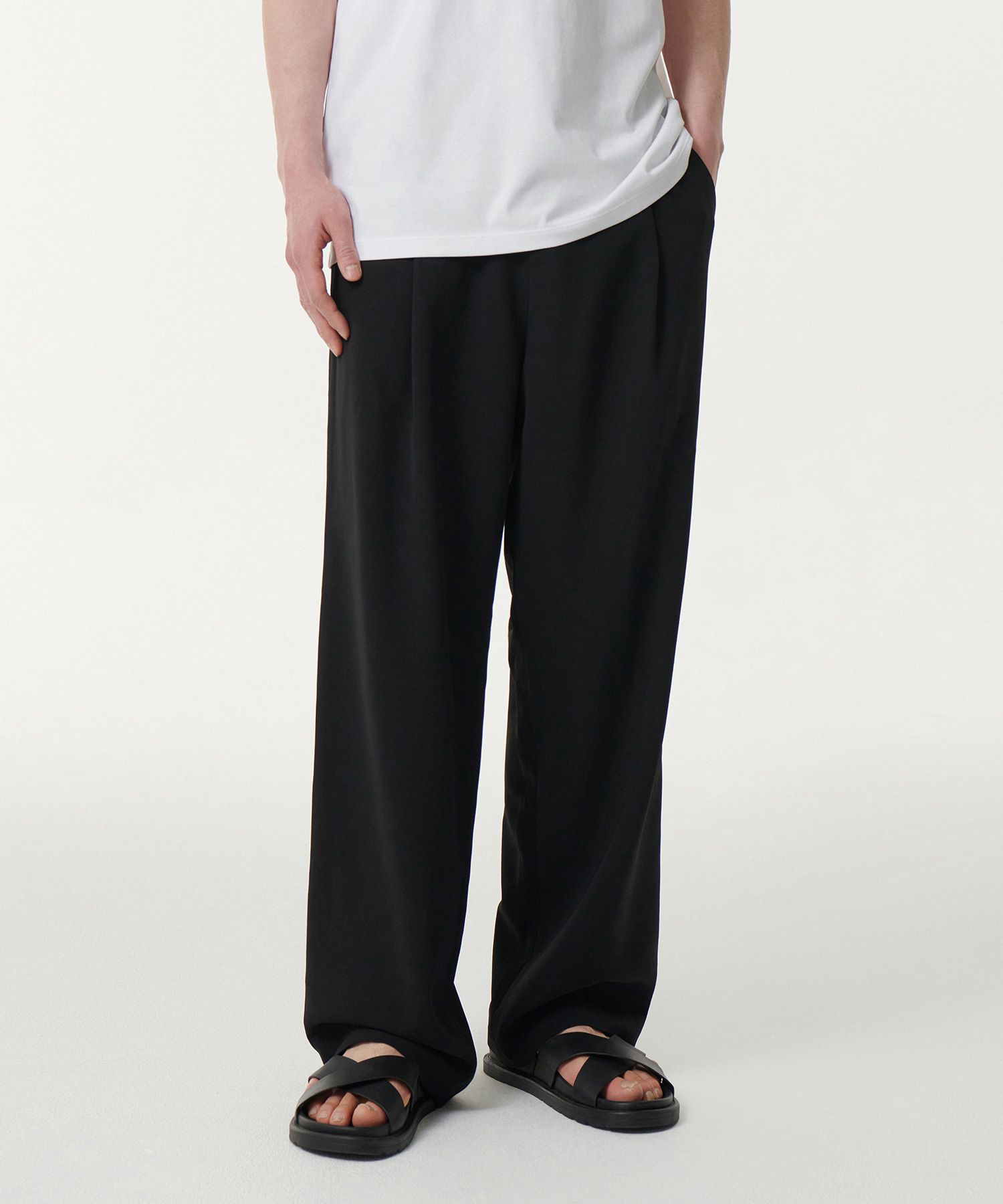 ★MUSINSA STANDARD★ Linen-like one-tuck wide banding denim MUSINSA | MUSINSA STANDARD Linen-like one-tuck wide banding