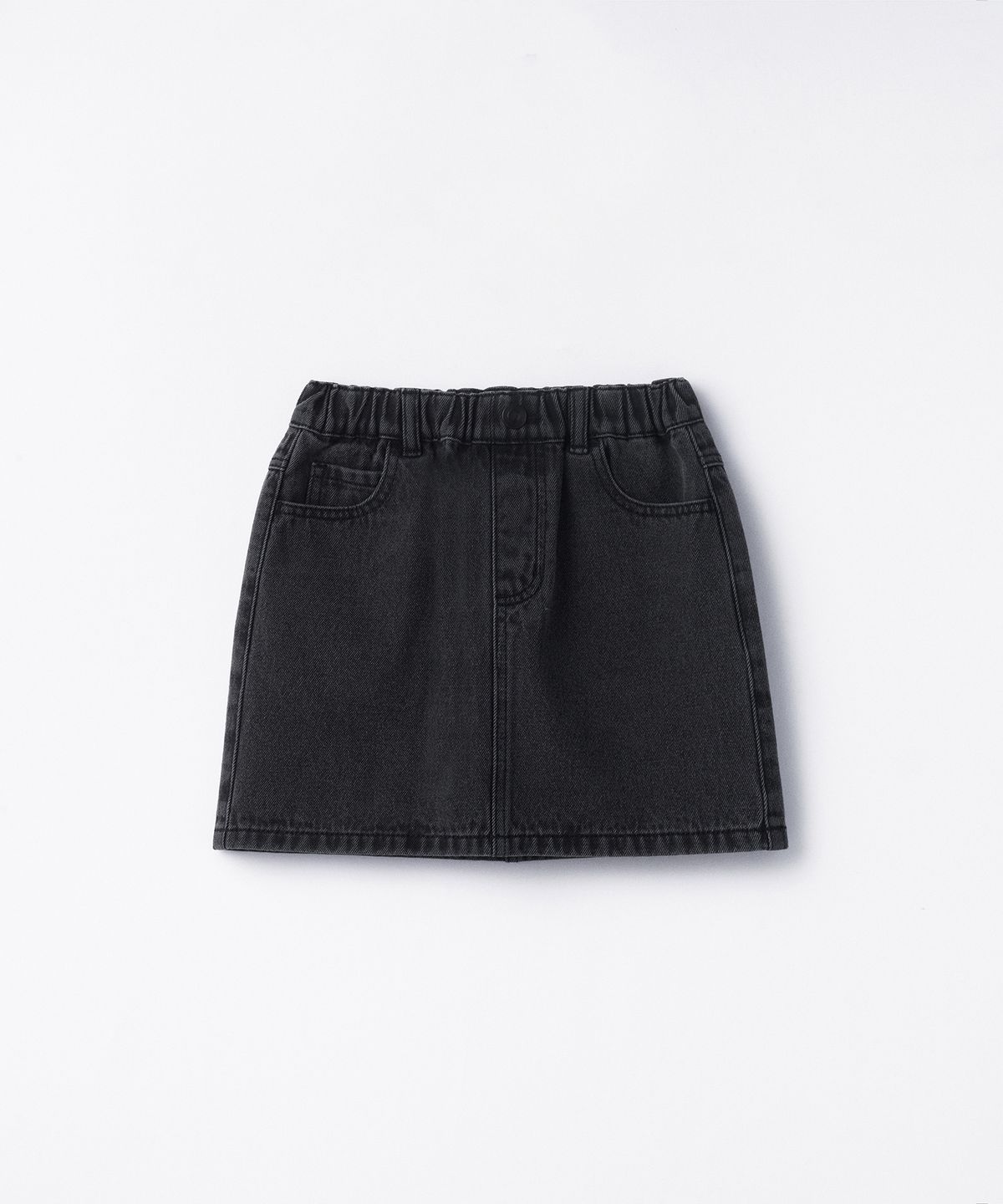 무신사 스탠다드 키즈(MUSINSA STANDARD KIDS) 데님 밴딩 미니 스커트 [워시드 블랙]