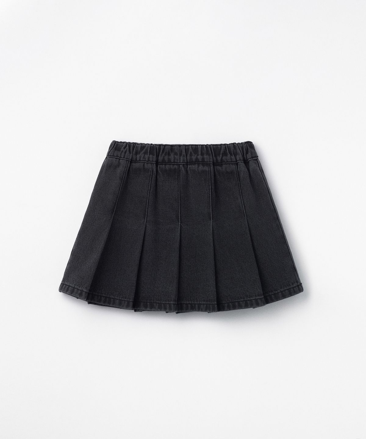 무신사 스탠다드 키즈(MUSINSA STANDARD KIDS) 데님 밴딩 플리츠 스커트 [워시드 블랙]