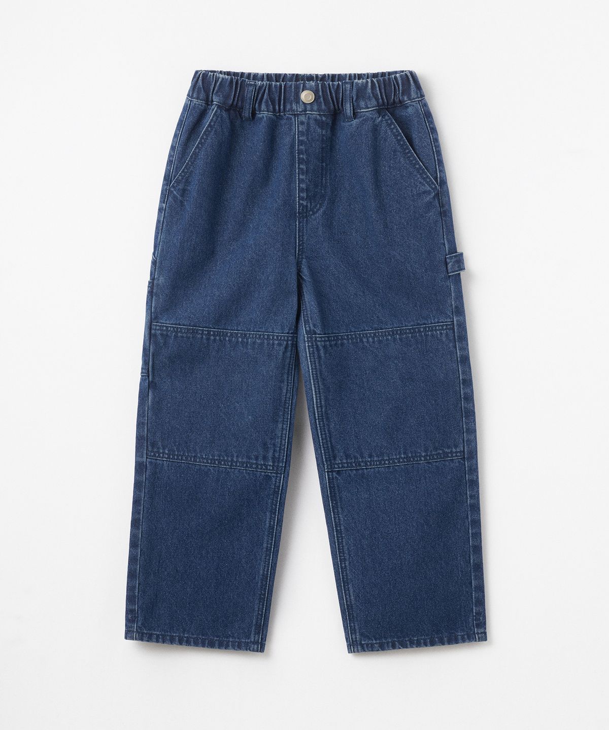 무신사 스탠다드 키즈(MUSINSA STANDARD KIDS) 와이드 카펜터 밴딩 데님 팬츠 [미디엄 인디고]