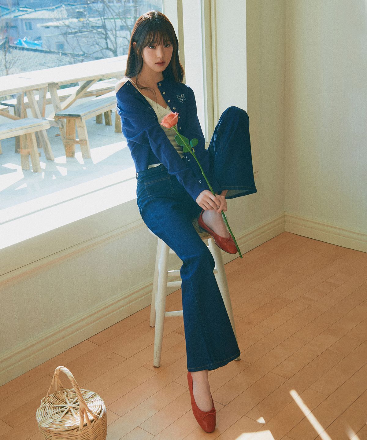 로라로라(ROLAROLA) POCKET BOOTS CUT DENIM BLUE