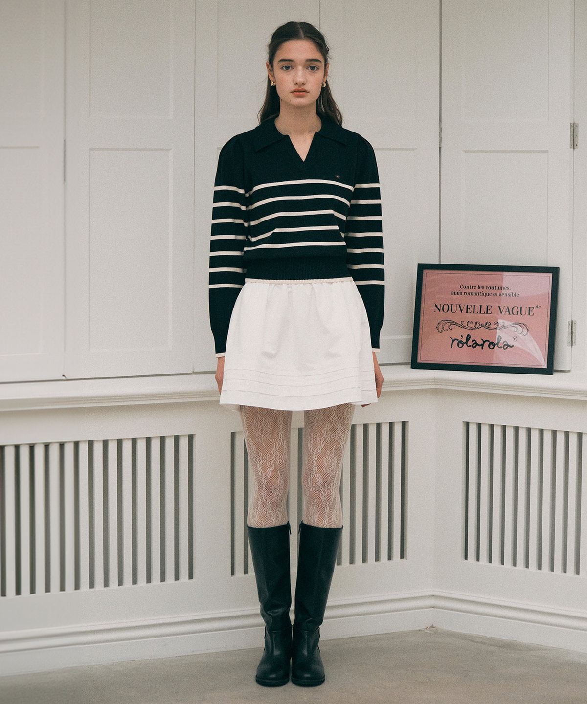 로라로라(ROLAROLA) PINTUCK MINI FLARE SKIRT WHITE