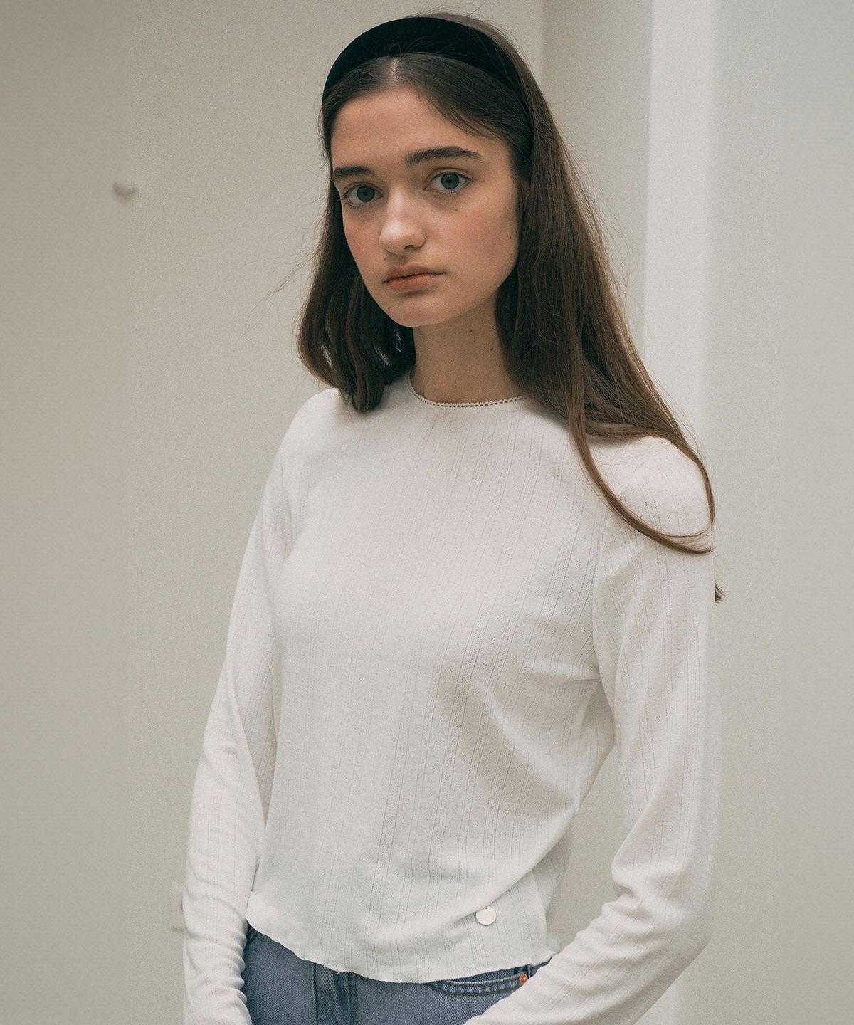 로라로라(ROLAROLA) LACE PUNCHING T-SHIRT WHITE