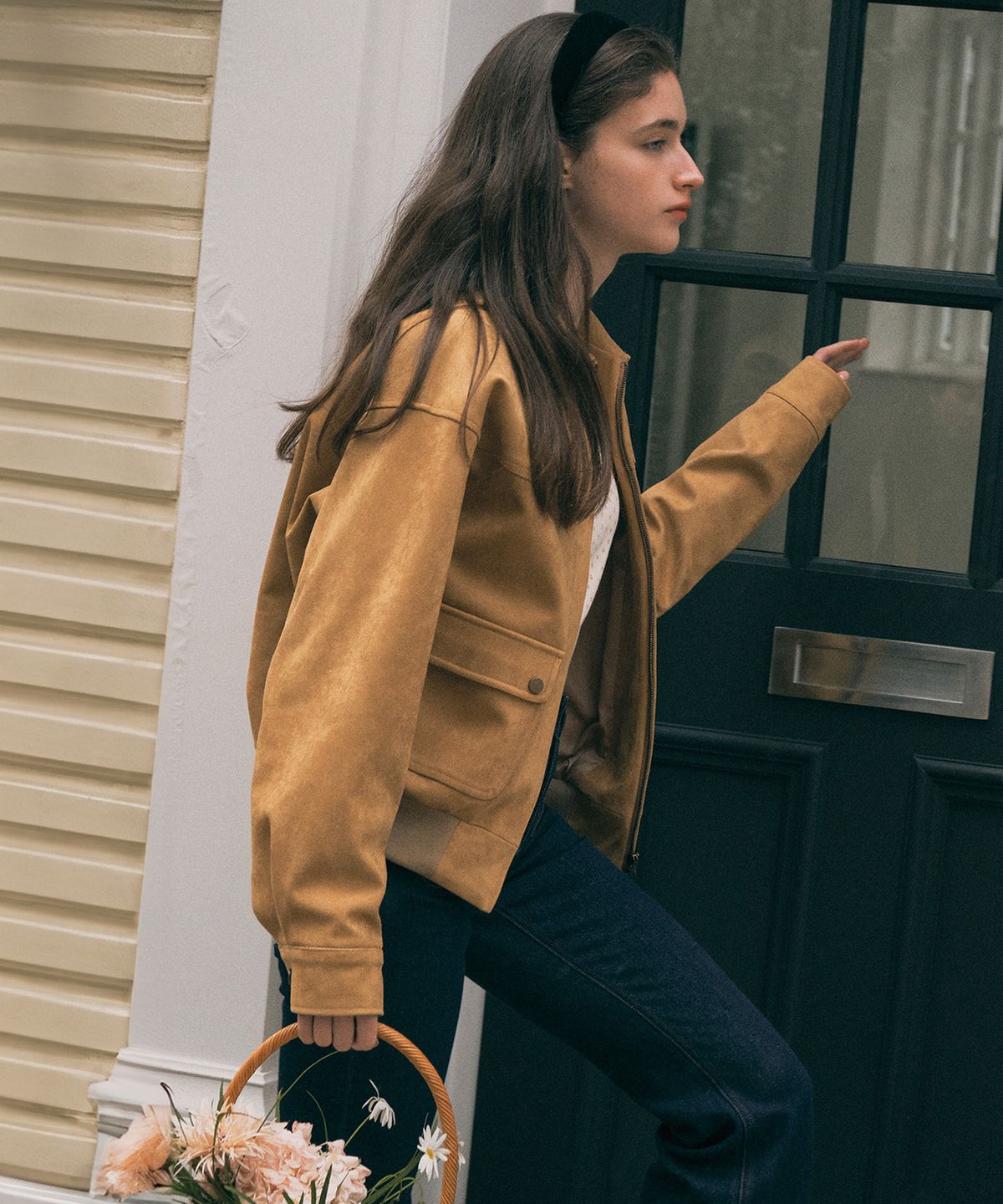 로라로라(ROLAROLA) SUEDE BOMBER JACKET MUSTARD