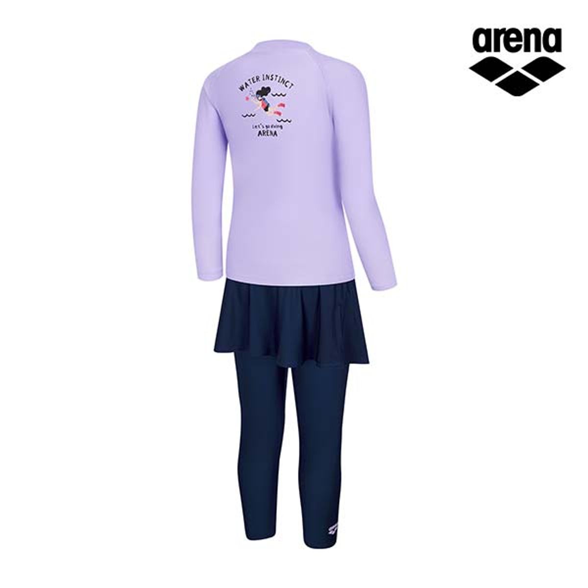 아레나 키즈(ARENA KIDS) 스노클링 여아동 레저 집업 래쉬가드 세트 A4BG1GS71LAV