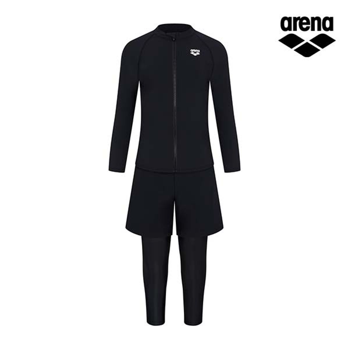 아레나 키즈(ARENA KIDS) 스노클링 남아동 레저 집업 래쉬가드 세트 A4BB1BS71BLK