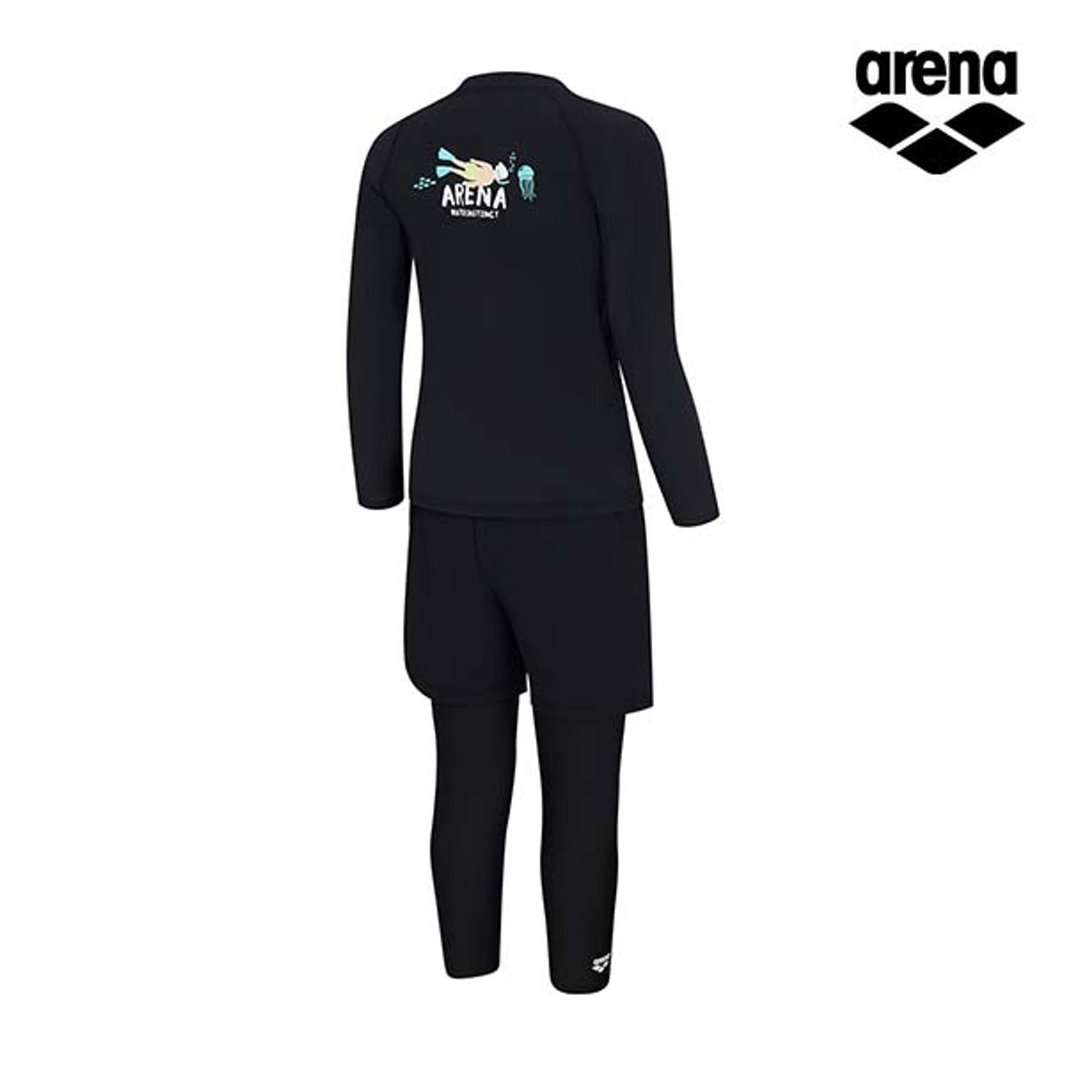 아레나 키즈(ARENA KIDS) 스노클링 남아동 레저 집업 래쉬가드 세트 A4BB1BS71BLK