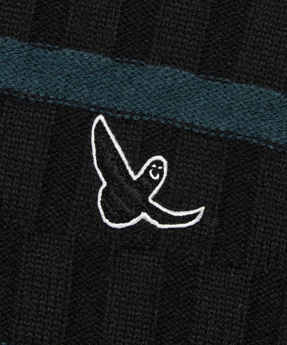 마크곤잘레스(MARK GONZALES) ANGEL STRIPE POLO KNIT CARDIGAN - BLACK