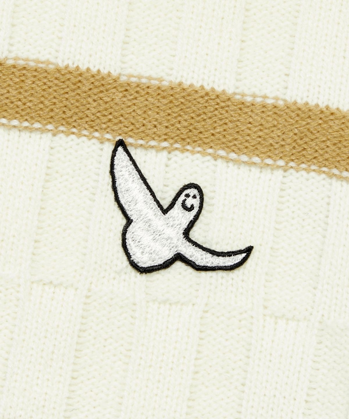 마크곤잘레스(MARK GONZALES) ANGEL STRIPE POLO KNIT CARDIGAN - IVORY