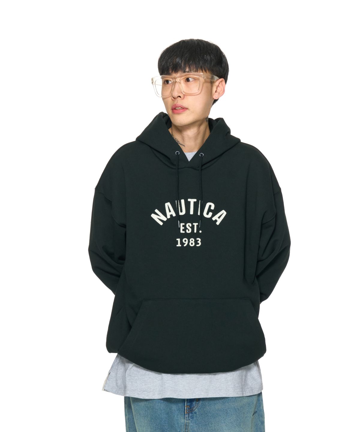 노티카(NAUTICA) [JP Line]펠트 아치로고 후드티