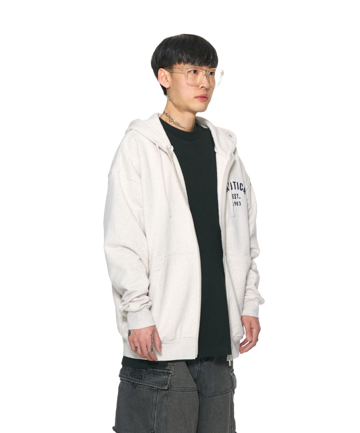 노티카(NAUTICA) [JP Line]펠트 아치로고 후드집업
