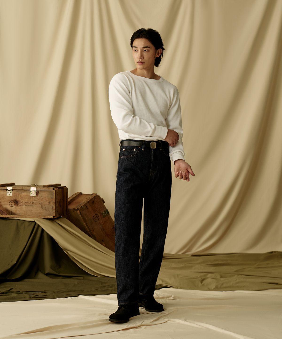 브론슨(BRONSON) Heavyweight Waffle Cotton Underwear Black