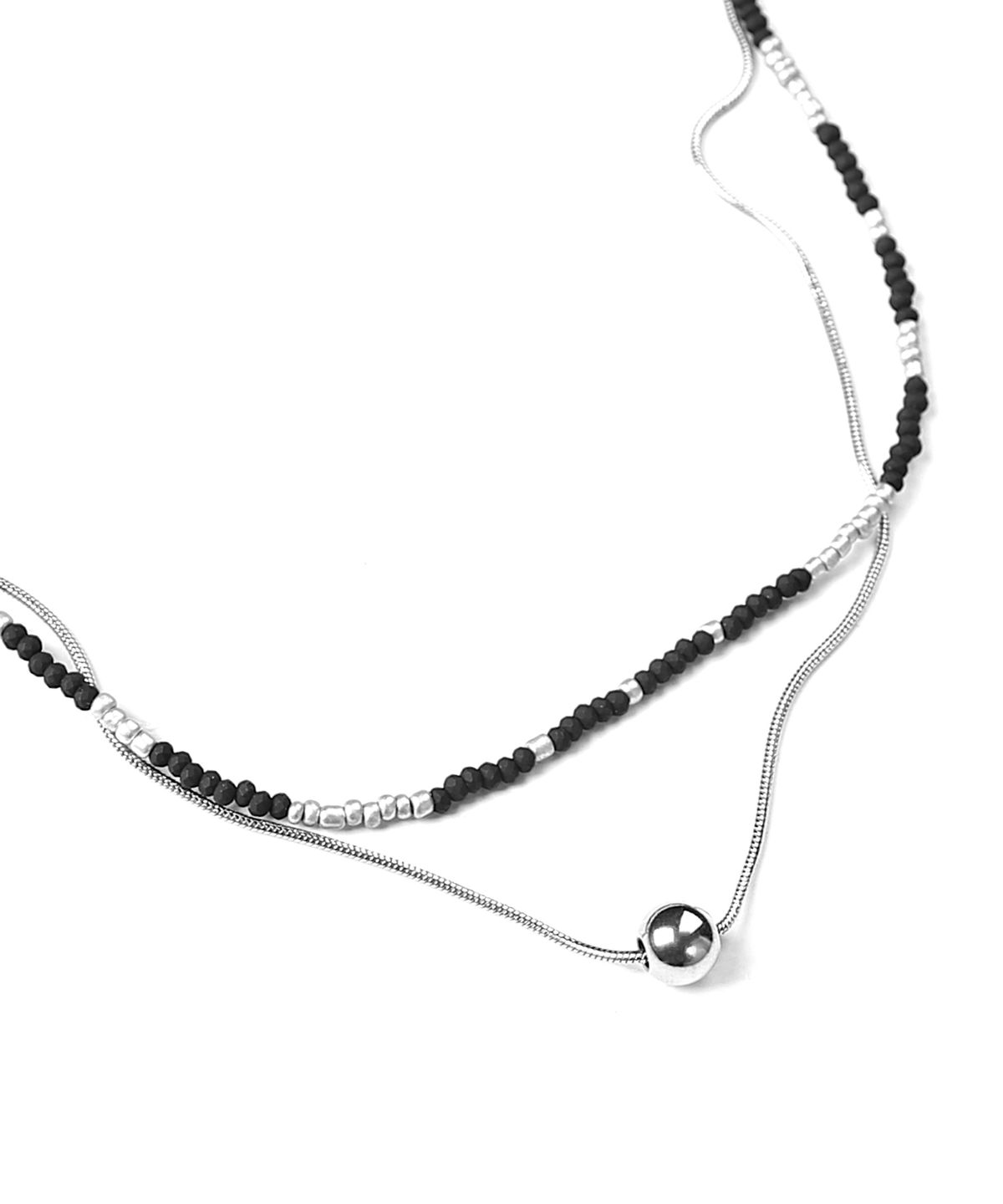 에스에스와이(SSY) [SET] 핸드메이드 유리 비즈 & 실버볼 레이어링 목걸이