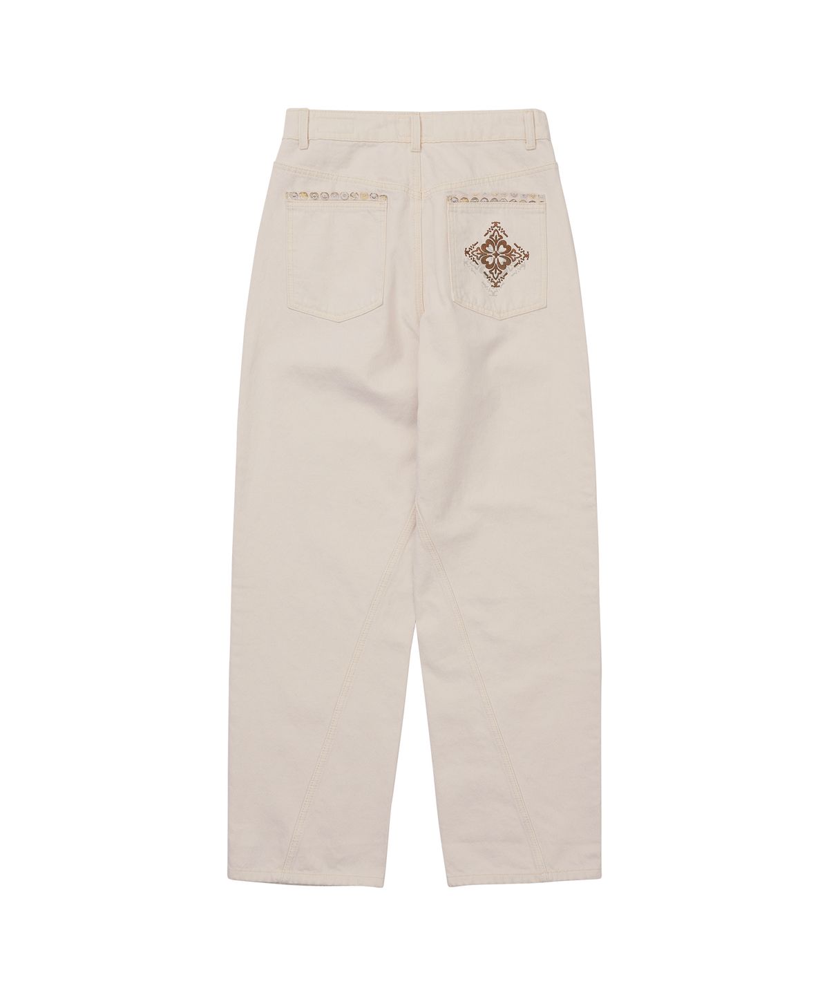 웰빙익스프레스(WELLBEING EXPRESS) Embroidered Patch Jeans  White