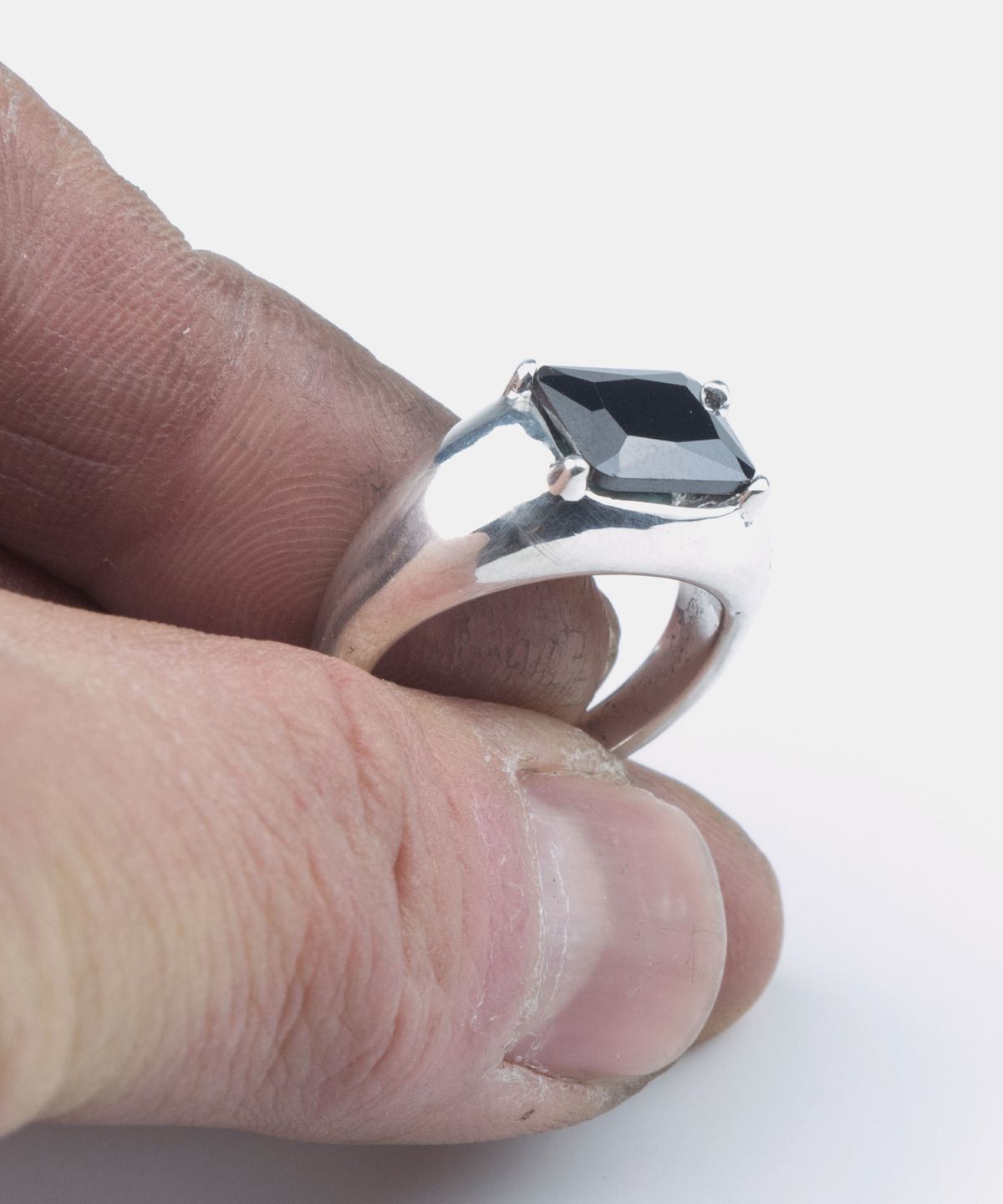 신트리플식스(SHEEN666) 소프트 블록 실버 링 블랙