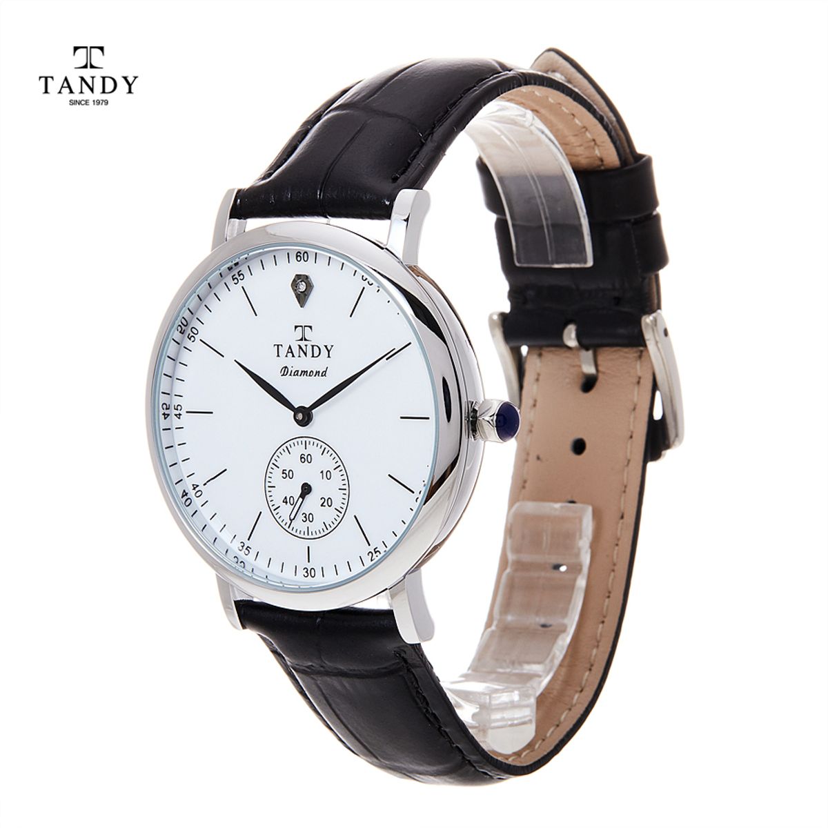 탠디(TANDY) 다이아몬드 남성가죽시계  DIA-1902M WH