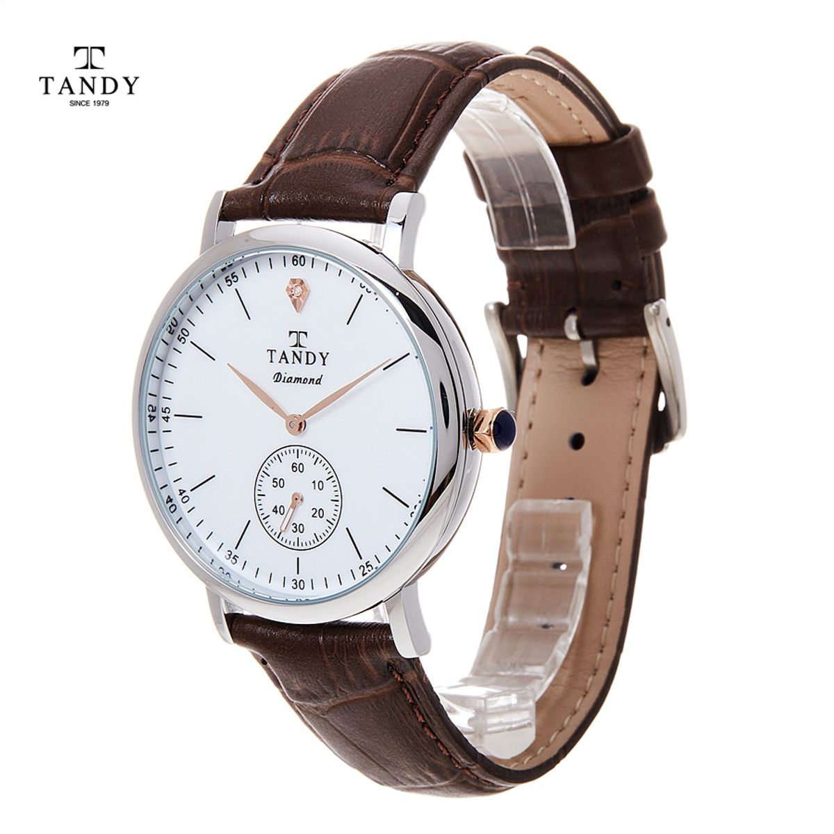 탠디(TANDY) 다이아몬드 남성가죽시계  DIA-1902M BR