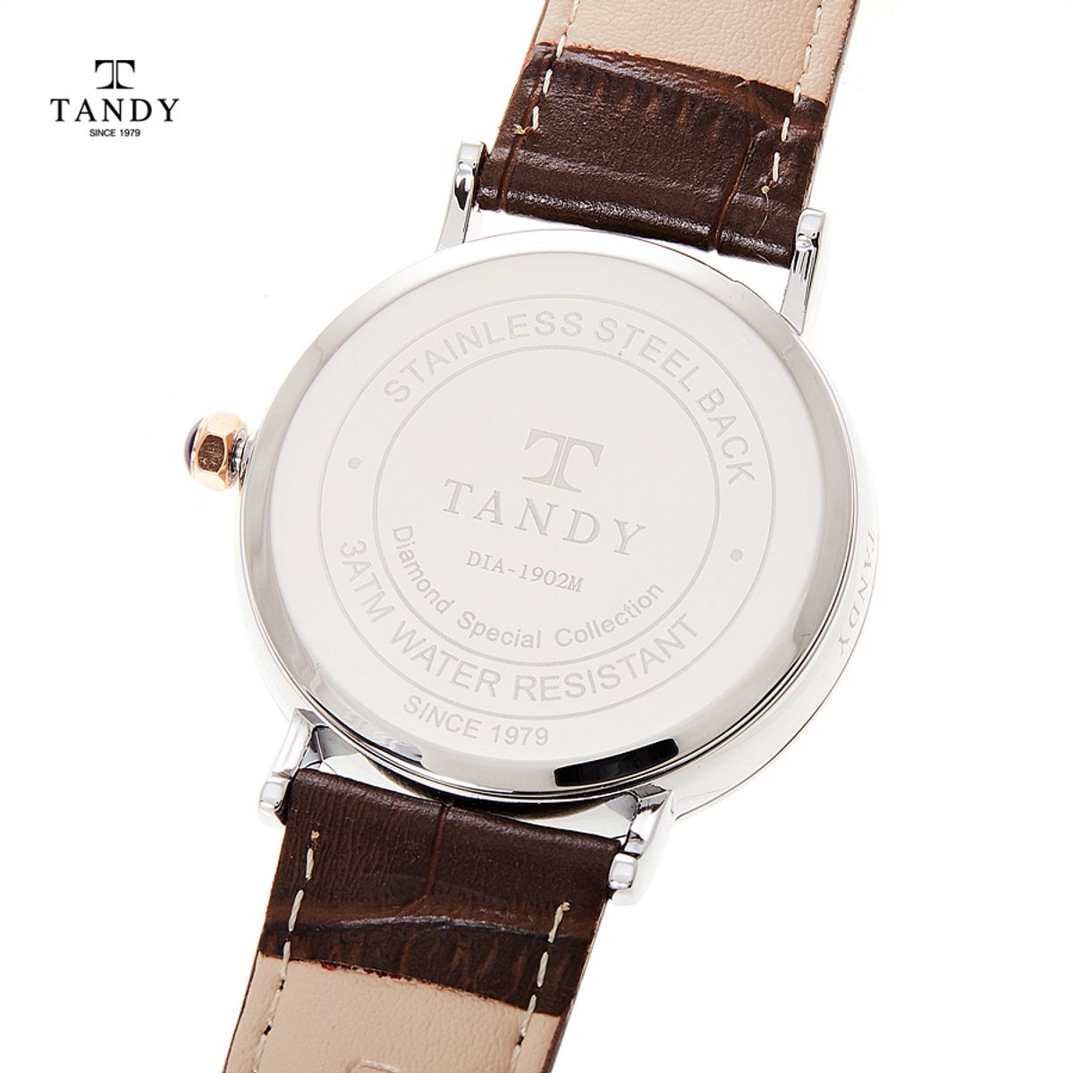 탠디(TANDY) 다이아몬드 남성가죽시계  DIA-1902M BR