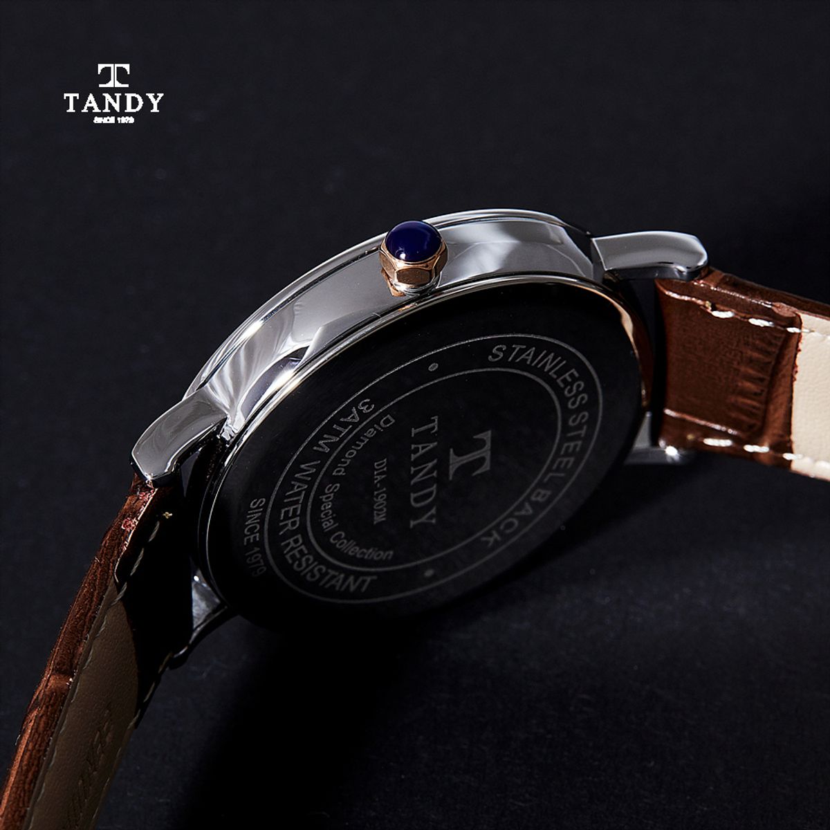 탠디(TANDY) 다이아몬드 남성가죽시계  DIA-1902M BR