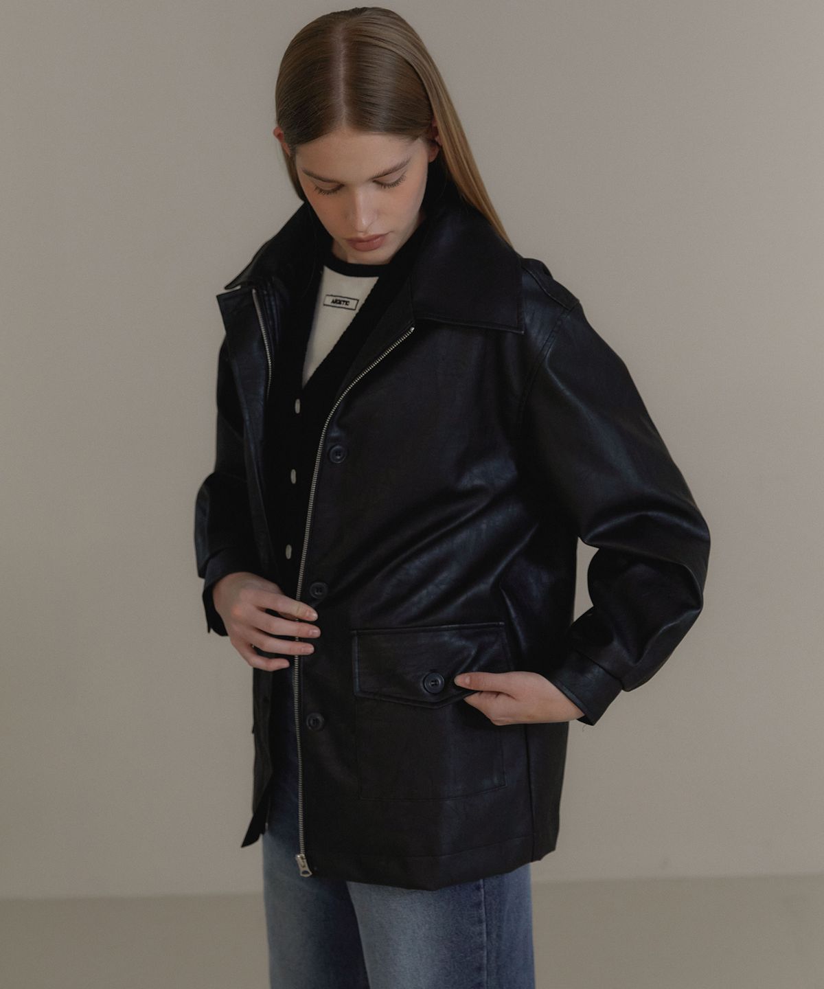 아노에틱(ANOETIC) ANC CLASSIC LEATHER JACKET_BLACK