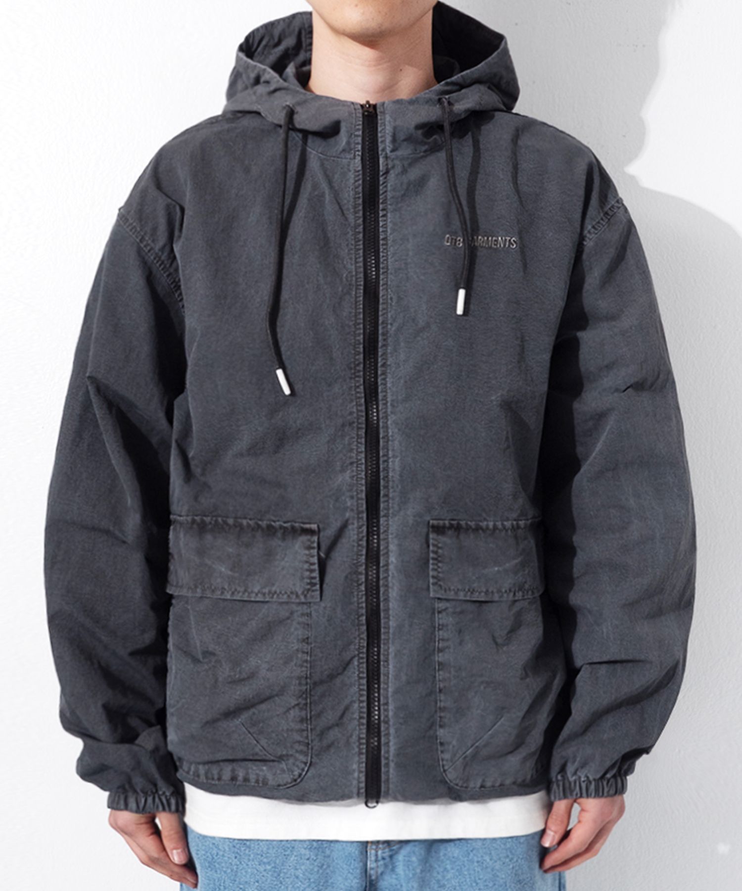 MUSINSA公式 | QT8 GARMENTS OC Pigment Hoodie Windbreaker (Charcoal)