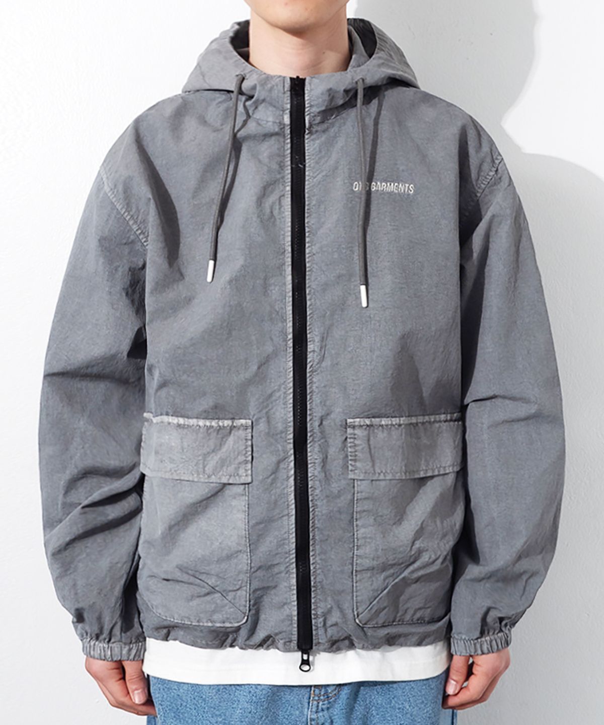 큐티에잇 가먼츠(QT8 GARMENTS) OC Pigment Hoodie Windbreaker (Grey)