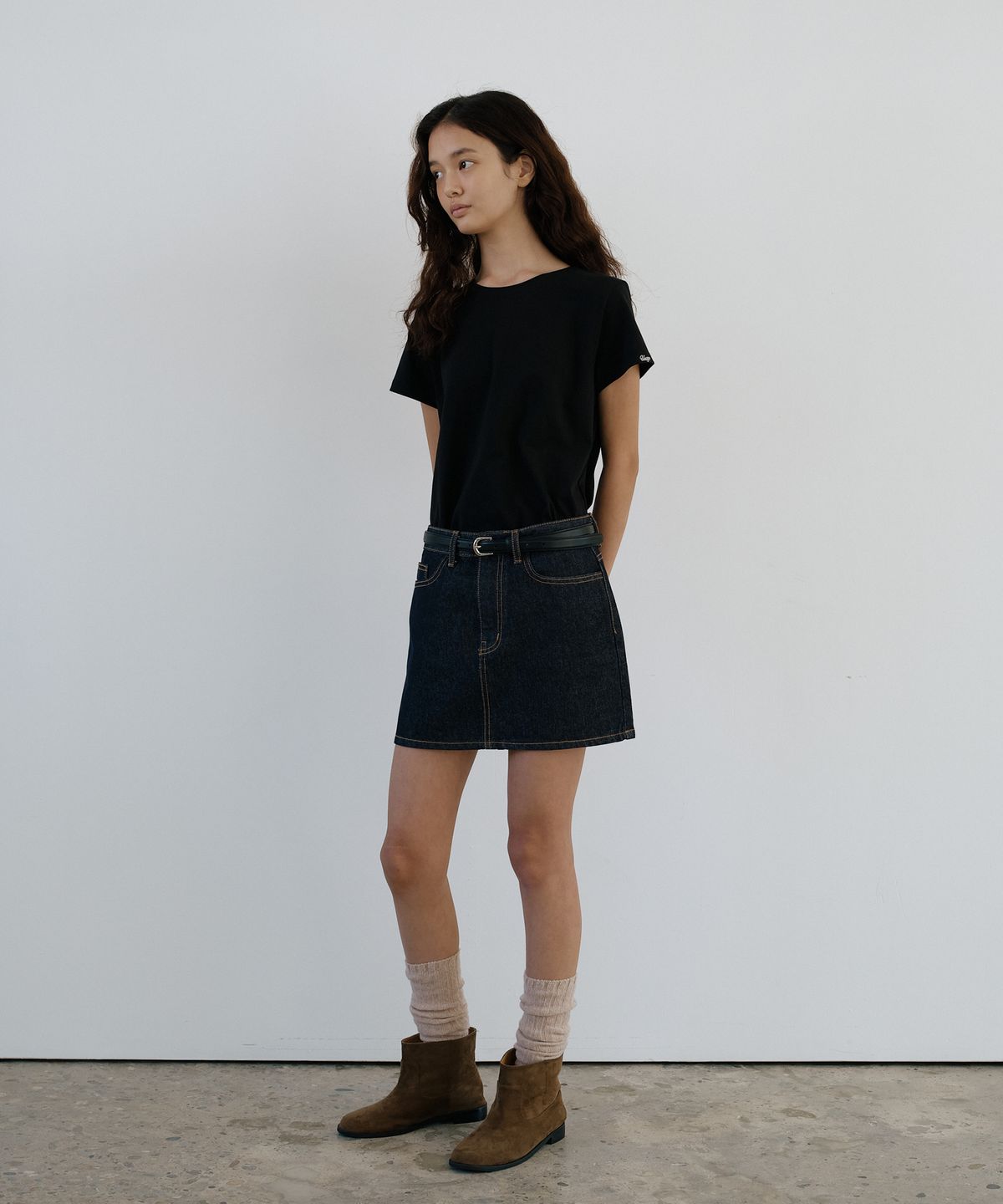 유라고(URAGO) Raw denim mini skirt
