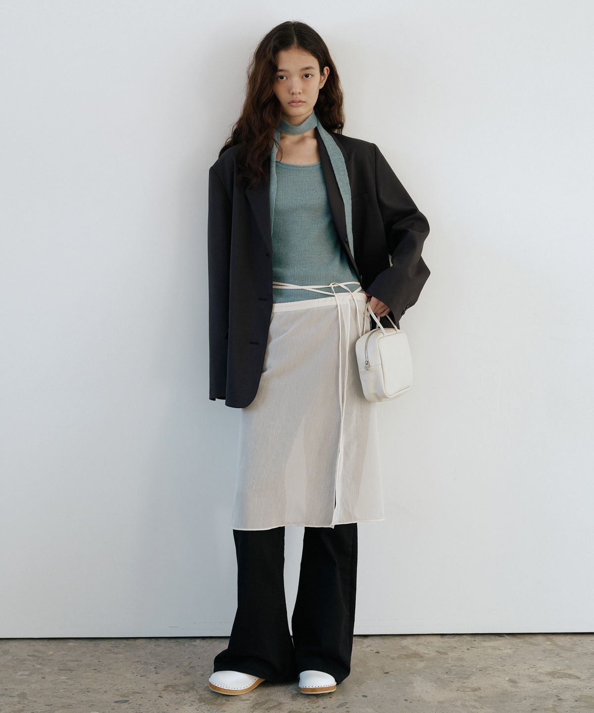 유라고(URAGO) Sheer layered wrap skirt