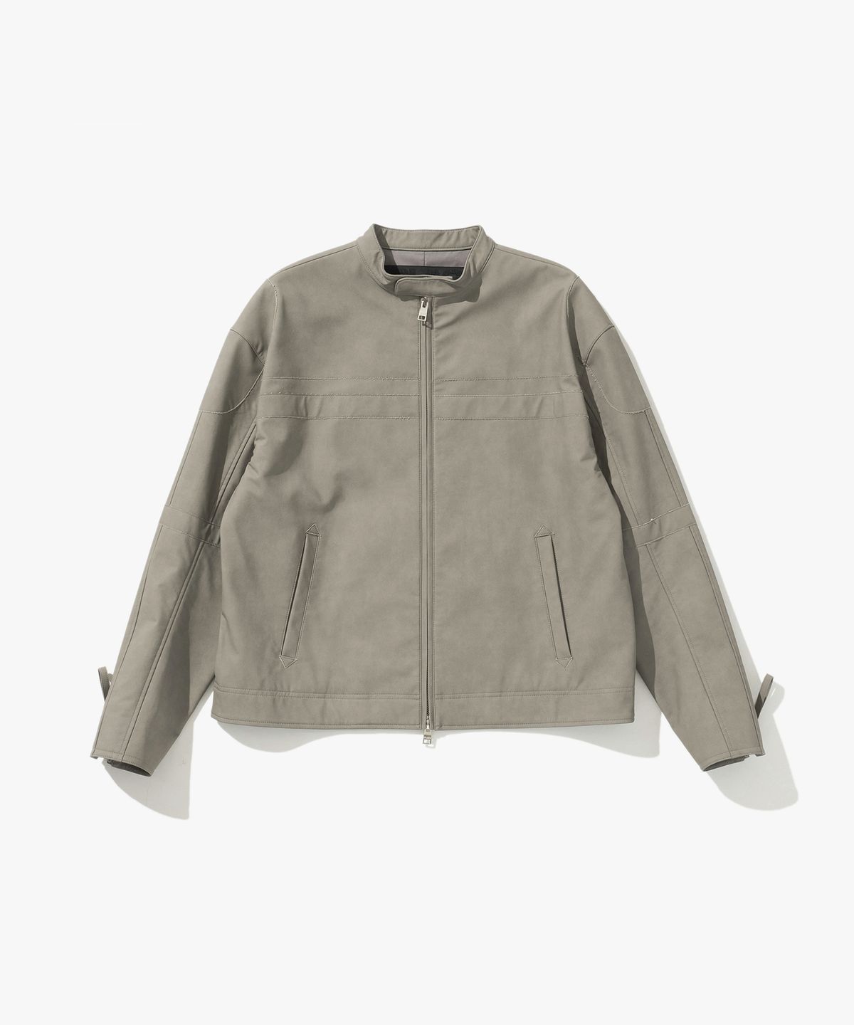 플랙(PLAC) 비건레더 바이커 자켓 그레이