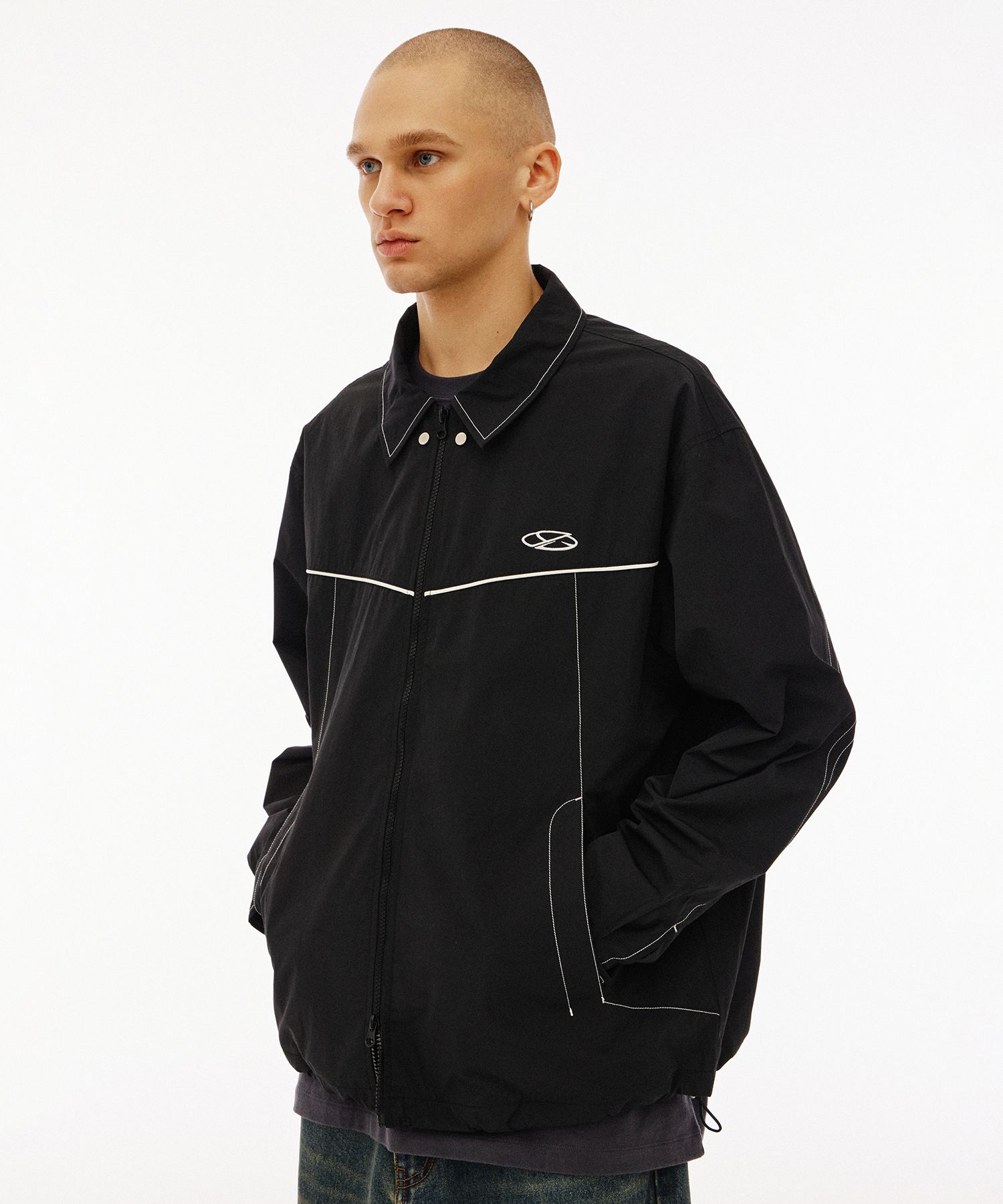MUSINSA | 1993STUDIO Small logo piping coach jacket_black