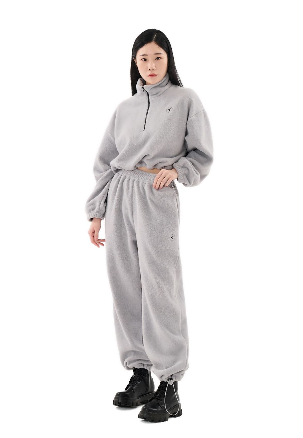 인터레스트(INTEREST) CROP HALF ZIP UP_GRAY