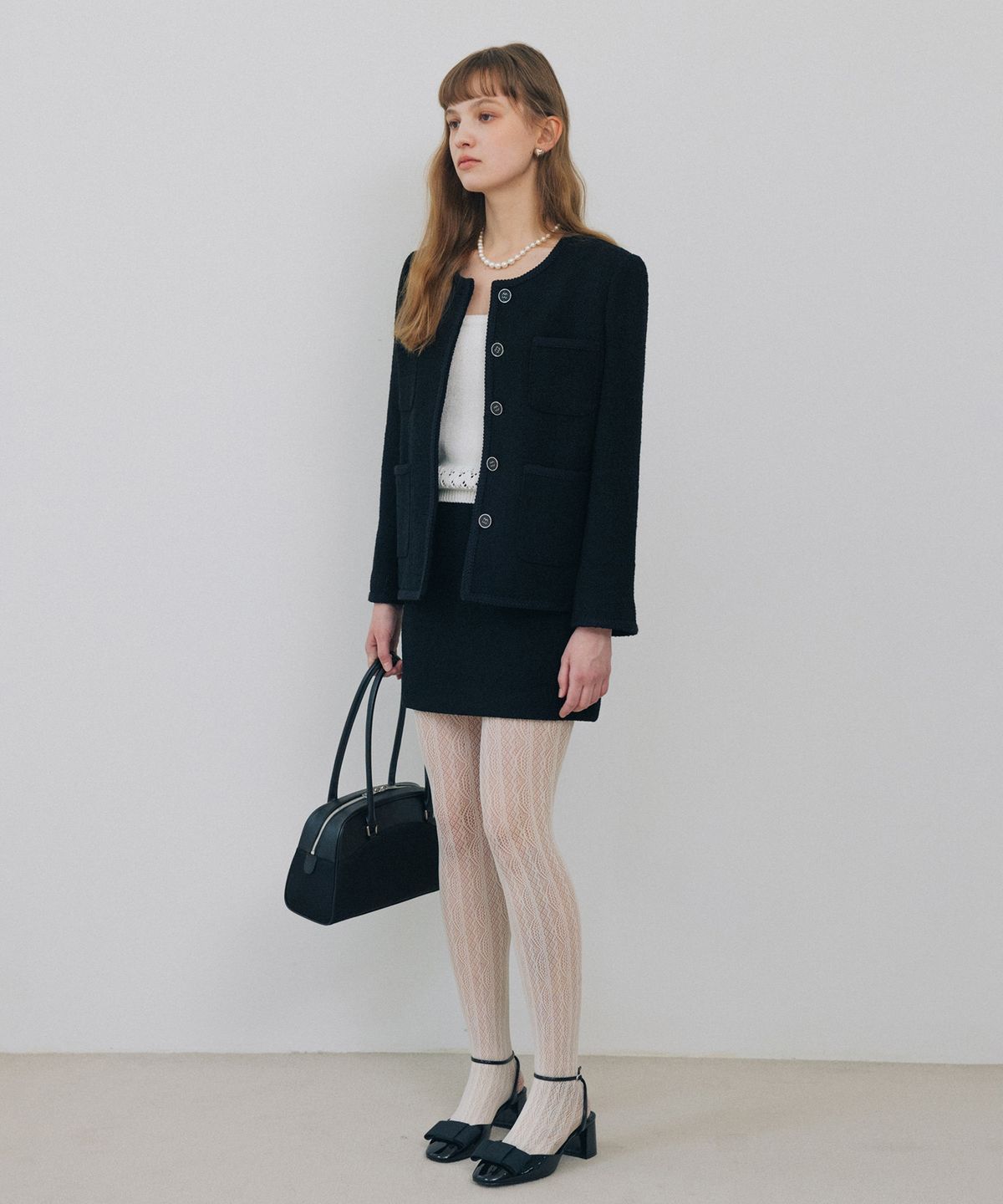 튜드먼트(TTUDEMENT) BOUCLE TWEED MINI SKIRT BLACK