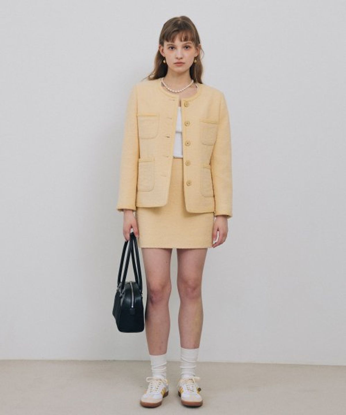 튜드먼트(TTUDEMENT) BOUCLE TWEED MINI SKIRT BUTTER