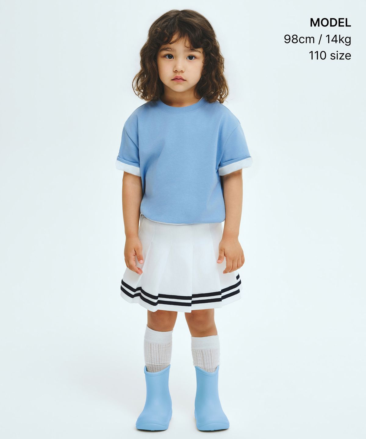 무신사 스탠다드 키즈(MUSINSA STANDARD KIDS) [쿨탠다드] 피케 밴딩 플리츠 스커트 [화이트]