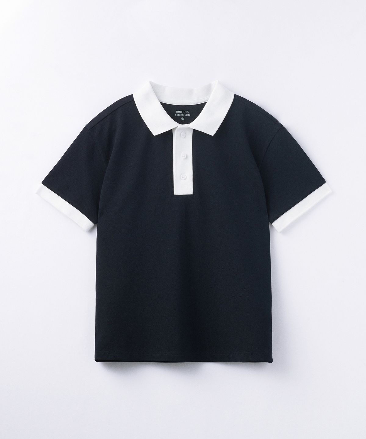 무신사 스탠다드 키즈(MUSINSA STANDARD KIDS) [쿨탠다드] 오버사이즈 컬러 블록 피케 폴로 셔츠 [네이비]