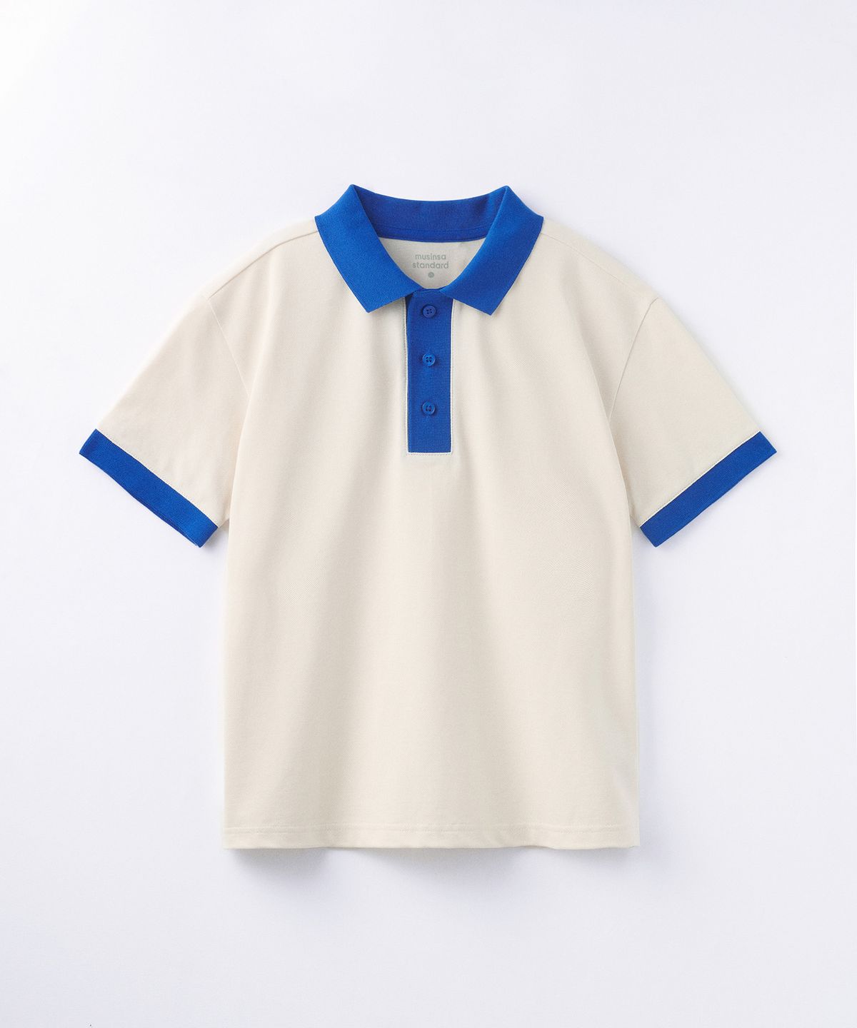 무신사 스탠다드 키즈(MUSINSA STANDARD KIDS) [쿨탠다드] 오버사이즈 컬러 블록 피케 폴로 셔츠 [크림]