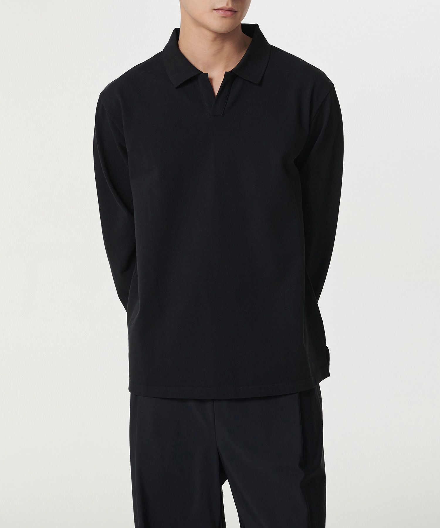 美品 THE SHISHIKUI long polo shirt シシクイ 長袖 セール】MOSS STITCH LONG POLO SHIRT / 鹿の子ロングポロシャツ