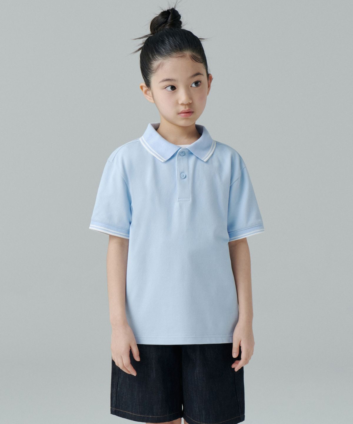 무신사 스탠다드 키즈(MUSINSA STANDARD KIDS) [쿨탠다드] 프레피 피케 폴로 셔츠 [파스텔 블루]