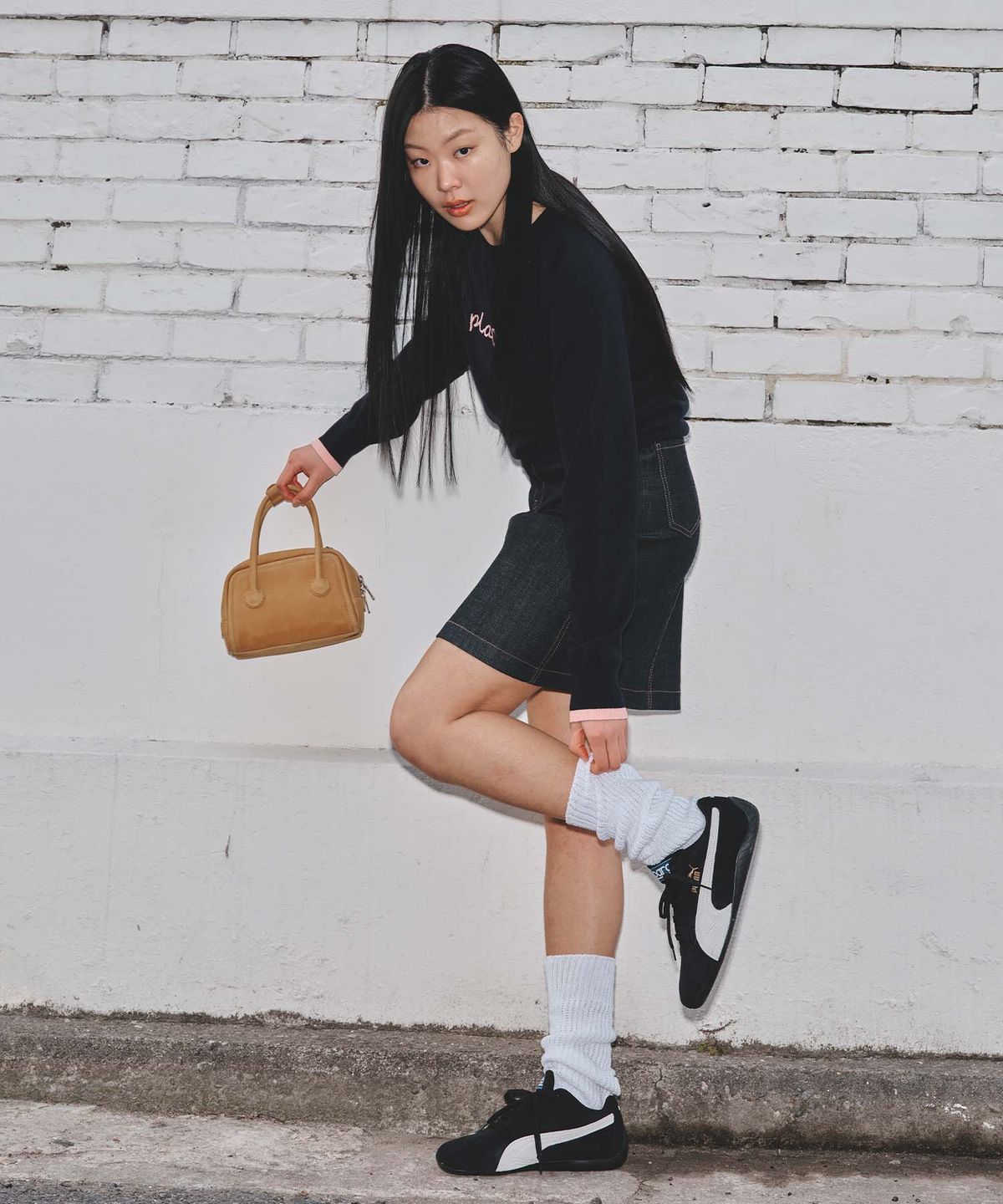 플랙 우먼(PLAC WOMEN) 클래식 미디 데님 스커트 051 로우