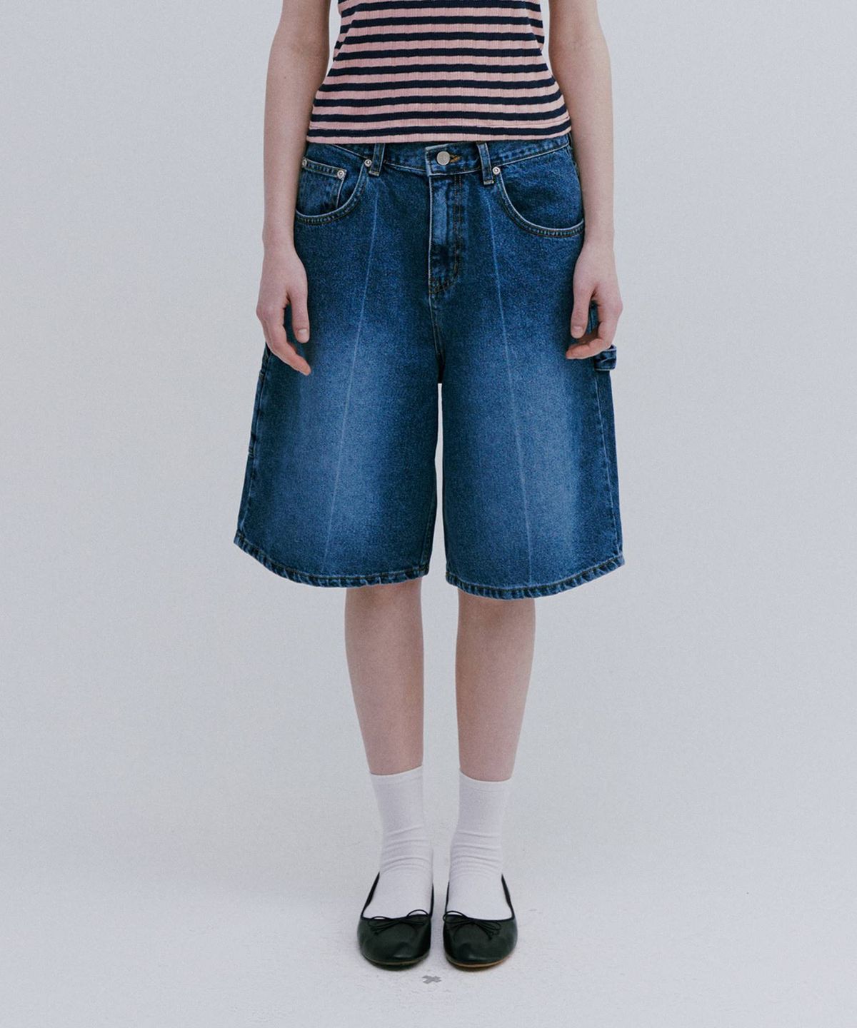 마이스(MAIS) BERMUDA DENIM CARPENTER PANTS / BLUE