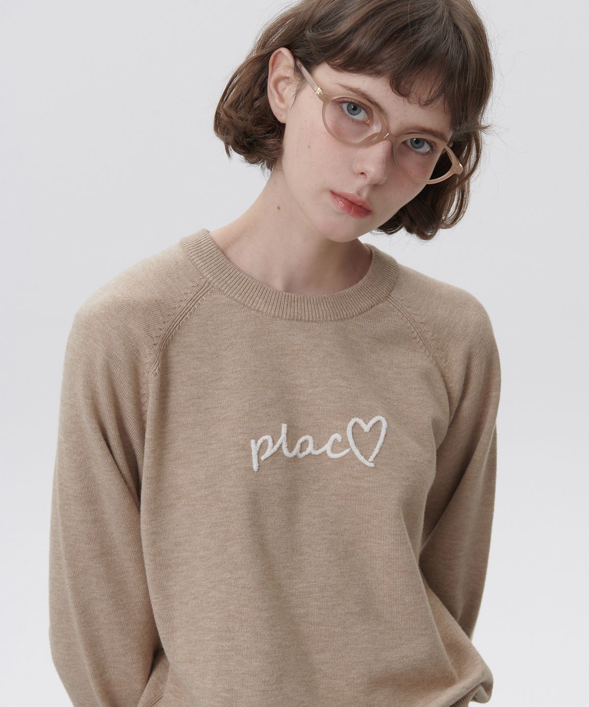 플랙 우먼(PLAC WOMEN) 래글런 플랙 풀오버 니트 베이지