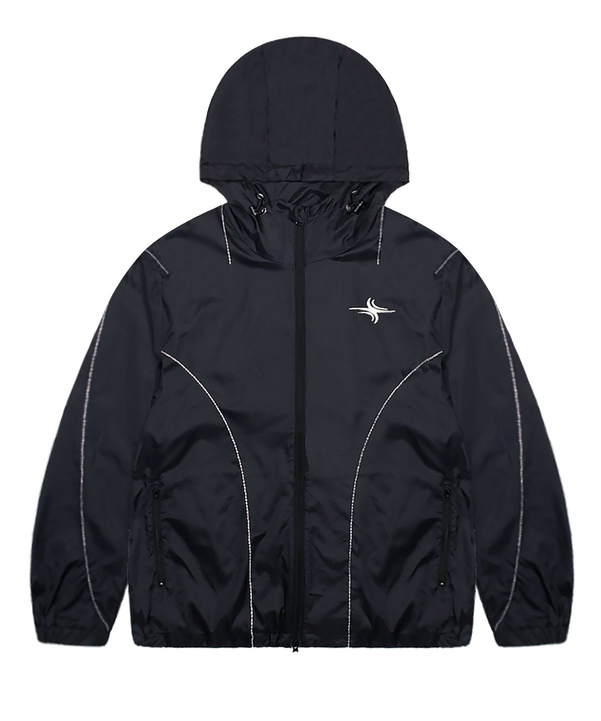 엑스톤즈(XTONZ) XJ113 배색 스티치 라이트 윈드브레이커 (BLACK)