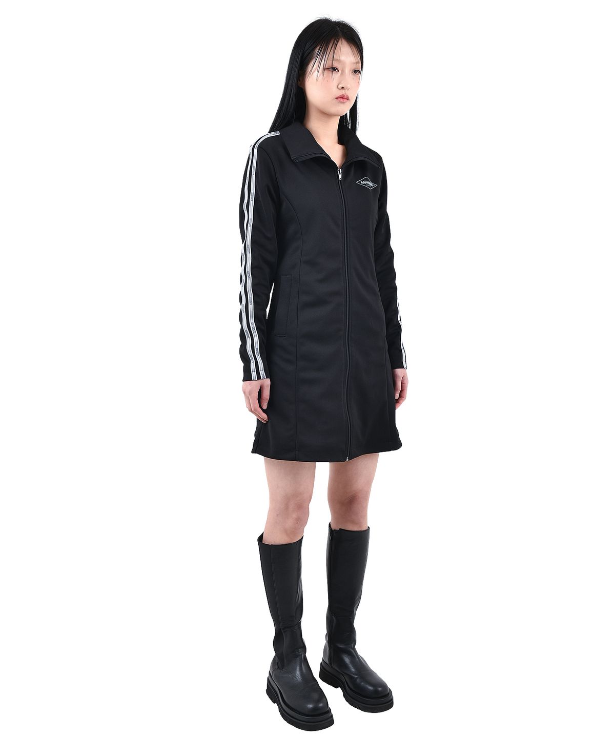카타르시스(KATHARSIS) 스포티 트랙 저지 원피스 블랙 S M