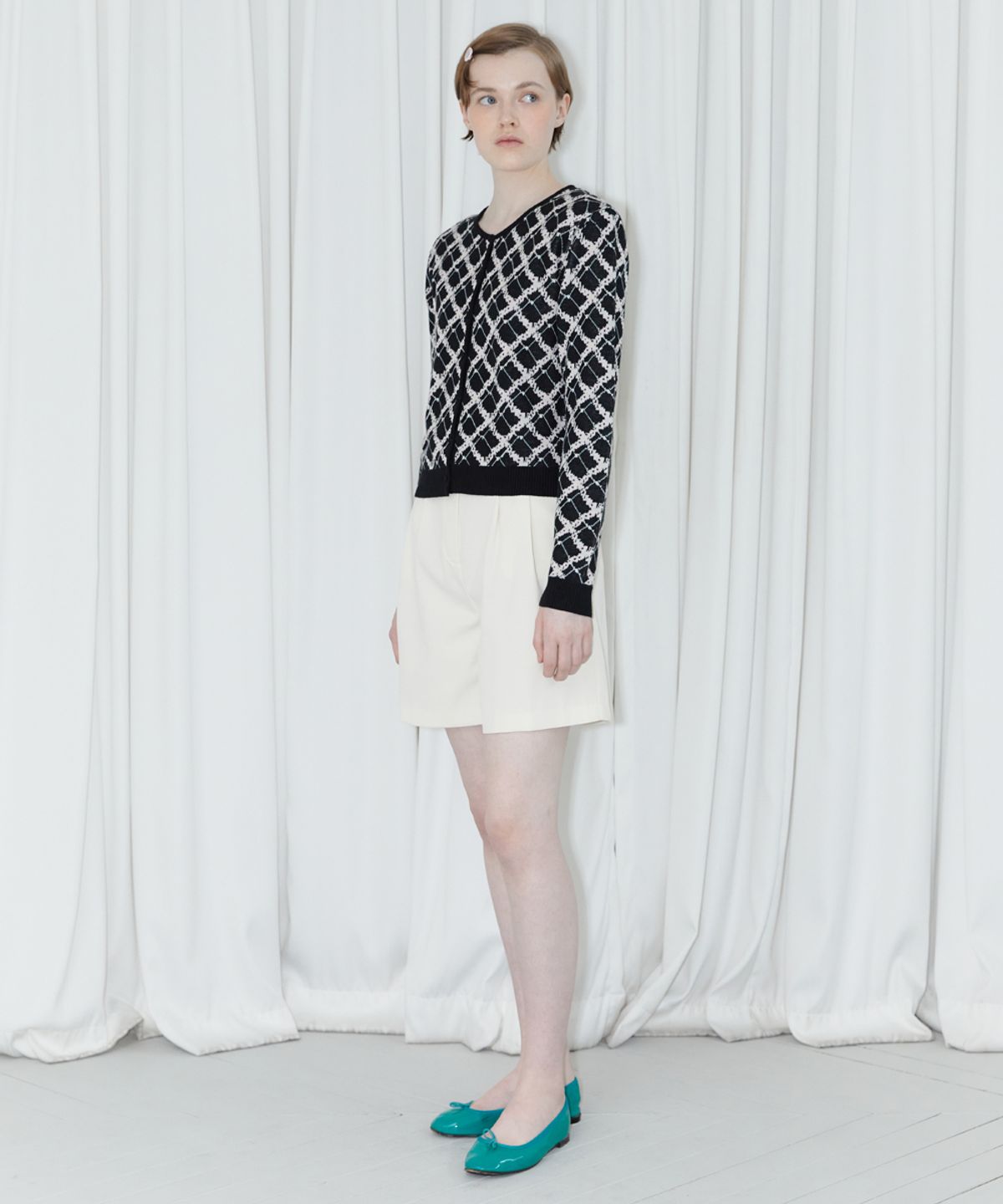 시눈(SINOON) FLOWER PATTERN CARDIGAN (BLACK)