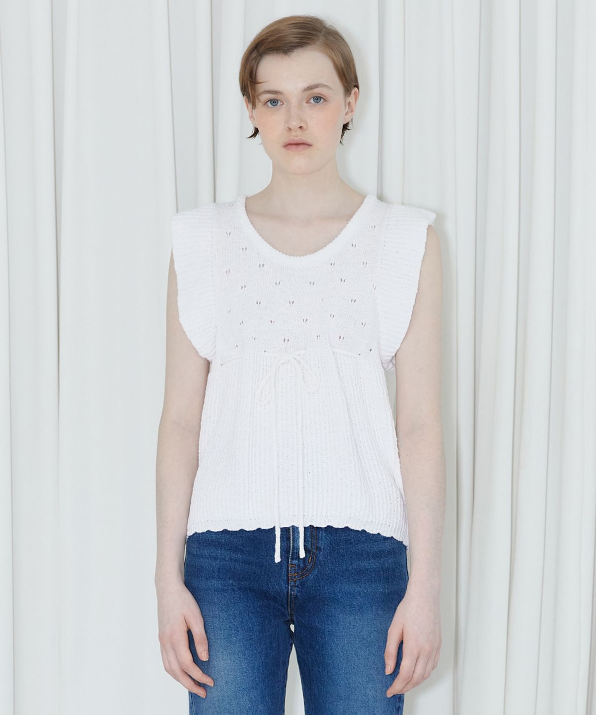 시눈(SINOON) PUNCHING RIBBED VEST (WHITE)