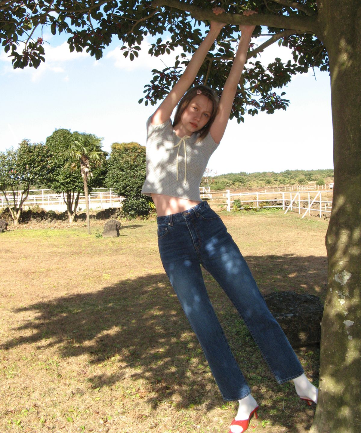 시눈(SINOON) PUFF HALF KNIT TOP (LIGHT BLUE)